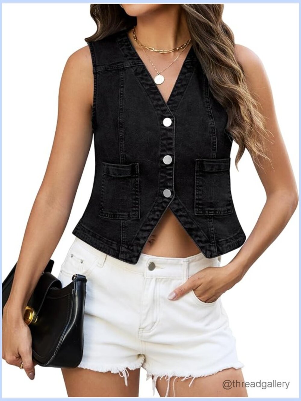 Stretchy Cropped Denim Vest Women Western Jean Vest Tops Concert Outfits
